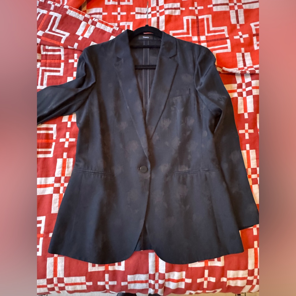 Theory Black Rose Jacquard Blazer